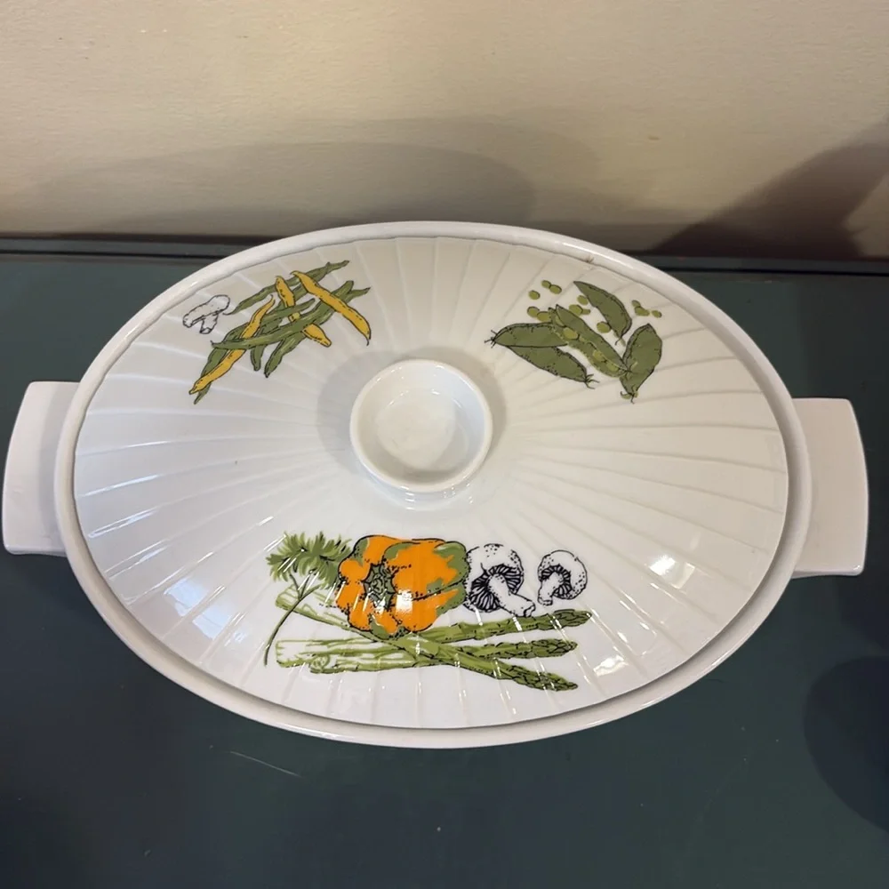 Vintage Styson Japan Lidded Vegetable Print Oven to Table Casserole Dish
